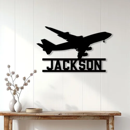 Vista 3 de Letrero de metal de piloto personalizado, decoración de pared con nombre personalizado para porche, patio, valla, oficina o dormitorio, regalo único
