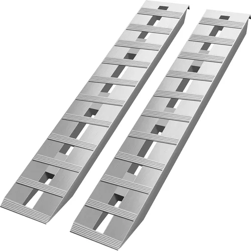 Vista 12 de VEVOR Rampas de aluminio, 1250 libras, rampa recta con peldaños y correas de carga, rampa de carga portátil para motocicletas, cuatrimotos