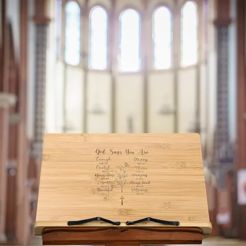Vista 7 de Geelin Regalo cristiano de bautismo para mujer, soporte grande para la Biblia para el Día de la Madre, para exhibir en casa, soporte ajustable
