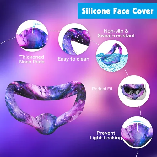 Vista 5 de Relohas Accessories for Oculus Quest 2, VR Accessory Set for Meta Quest 2, Include Controller Grip Leather Cover, VR Shell Cover, Face Cover, The