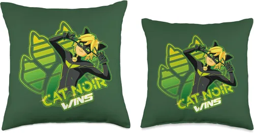 Vista 3 de Miraculous Ladybug-Gamer Collection-Cat Noir Wins - Almohada de 16 x 16 pulgadas, multicolor