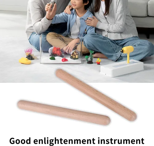Vista 5 de 2 pares de palos de ritmo de instrumentos de percusión musical, 7.874 in, palos de madera dura natural