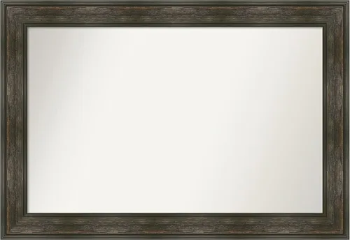Vista 222 de Amanti Art Espejo de baño marrón para sobre fregadero, 26 x 26 pulgadas, espejo de tocador cuadrado marrón rústico Alexandria, marco de madera