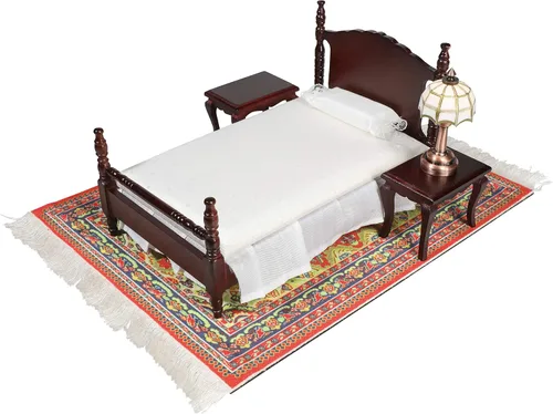 Vista 9 de Juego de 4 alfombras de área para casa de muñecas, accesorios de alfombra en miniatura para casas de muñecas, decoración rectangular de suelo de 10