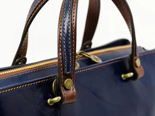 Vista 5 de Bolso de cuero con asa superior para mujer, resistente al tiempo