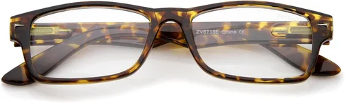 Vista 2 de zeroUV Gafas de ojo de lente transparente con montura rectangular y borde con cuernos de moda casual