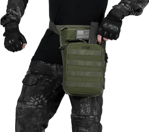 Vista 6 de Bolsa Táctica de Motocicleta para Pierna con Funda de Muslo y Holster para Pistola de Hombres para Caza y Tiro al Blanco con Almacenamiento