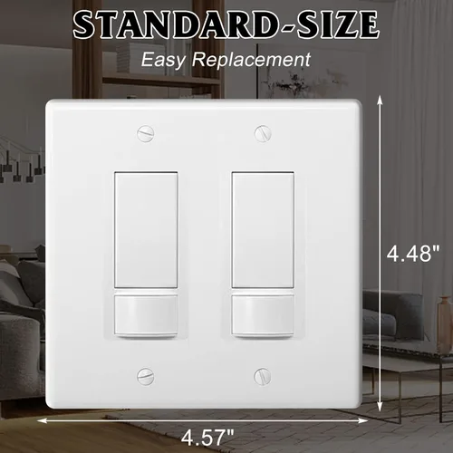 Vista 5 de Placas decorativas de pared de 2 segmentos para interruptores de luz, interruptor inteligente, atenuadores, GFCI, receptáculo, salida USB