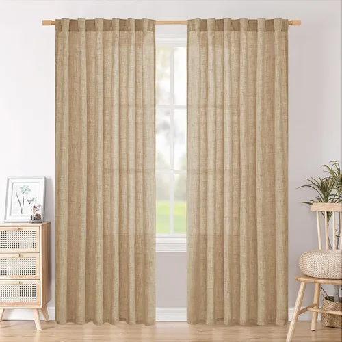 Vista 77 de BGment Cortinas cortas de lino marfil de 36 pulgadas de largo para ventanas de cocina, pequeñas cortinas texturizadas rústicas para café sobre