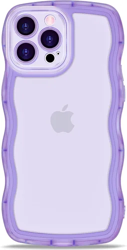 Vista 7 de Anuck Funda para iPhone 13 Pro con borde ondulado, diseño trasero transparente, agarre antideslizante, forma de marco rizado ondulado, a prueba