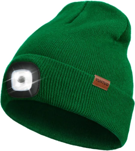 Vista 24 de Gorro LED con la luz, unisex, linterna frontal recargable por USB, gorro de punto de invierno, regalos para hombres, papá, esposo, él Azul Oscuro