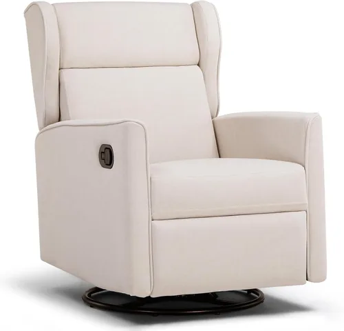 Vista 10 de COMHOMA Mecedora para Cuarto de Bebé Teddy Tapizada Mecedora Giratoria Reclinable Manual Deslizante Silla Reclinable para Sala de Estar Dormitorio