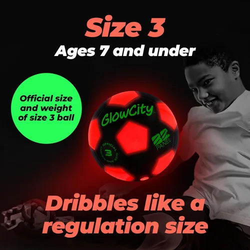 Vista 6 de GlowCity Balón de fútbol que brilla en la oscuridad - Tamaños 3, 4, 5 para niños, adolescentes y adultos - Balón de fútbol que se ilumina con 2