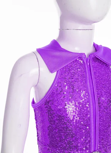 Vista 25 de JEATHA Mono de discoteca hippie brillante de los años 70 para niñas y niñas, con lentejuelas brillantes, disfraz de baile funky
