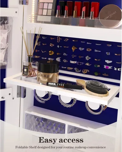 Vista 3 de Bed Bath & Beyond 360 Swivel LED Jewelry Armoire with Lights - NA White