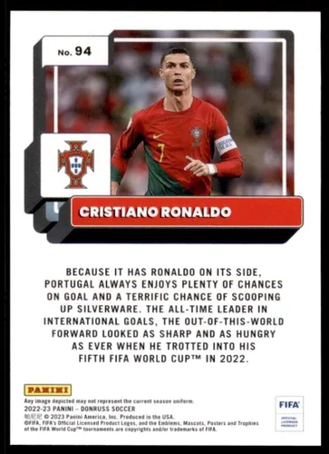 Vista 2 de 2022-23 Donruss FIFA #94 Cristiano Ronaldo Portugal Tarjeta de fútbol - GotBaseballCards