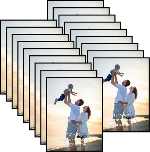 Vista 24 de Hoikwo 18 paquetes de marcos de fotos de plástico negro de 3.5x5 multifuncionales con cubierta de plástico para fotos familiares, obras de arte