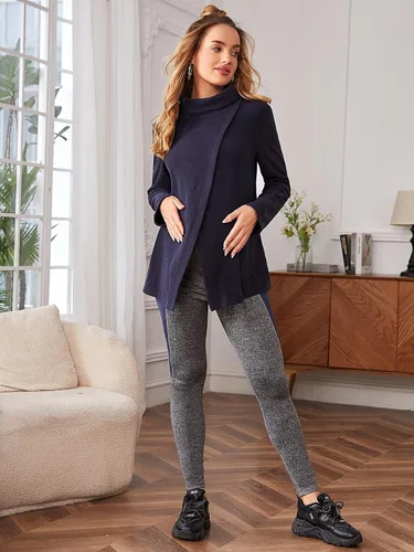 Vista 6 de Verdusa Sudadera de maternidad con nudo lateral y hombros caídos para mujer