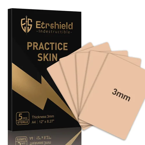Vista 9 de 5pcs 0.118 in Grueso Tatuaje Práctica De La Piel De Silicona Para Tatuaje Color piel