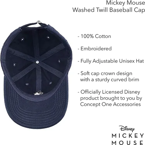 Vista 6 de Concept One Disney Mickey Mouse - Gorro de béisbol ajustable de algodón de sarga lavada Azul