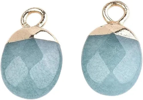 Vista 8 de KISSITTY 20 dijes de amazonita natural galvanizados con piedras preciosas cuadradas facetadas de 11-0.472x0.315 in con hallazgos de hierro dorado