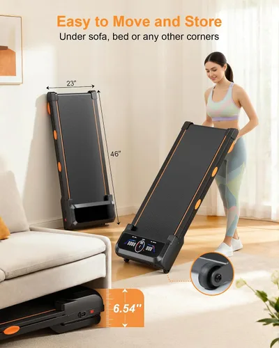 Vista 8 de Almohadilla para caminar con 15% inclinación automática de 12 niveles/altavoz Bluetooth/luz RGB, cinta de correr 3 en 1 debajo del escritorio, cinta