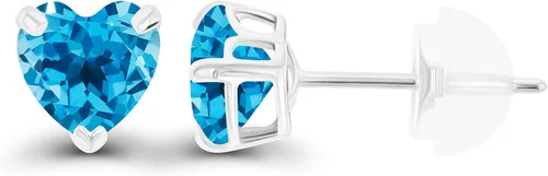 Vista 2 de Aretes de tuerca de oro macizo de 14 quilates de 0.197 in con piedra natal genuina para mujer, hipoalergénicos, aretes de tuerca con piedras