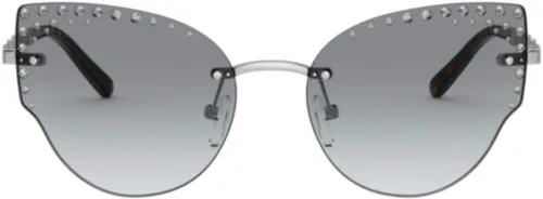 Vista 2 de Michael Kors Gafas de sol para mujer, montura plateada, lentes degradadas grises, 2.244 in, PlataGemas