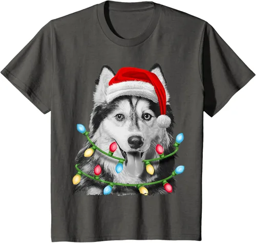 Vista 28 de Camiseta para niños con diseño de hachís siberiano con luces de árbol de Navidad Negro