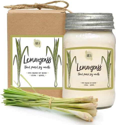 Vista 21 de Aira Velas de Soja - Orgánicas, Kosher, Veganas, en Frasco Mason con Mezclas de Aceites Esenciales de Grado Terapéutico - Cera de Vela de Soja 100%