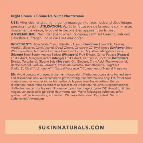 Vista 5 de Sukin Hidratante nocturno Brightening Glow con ciruela Kakadu y vitamina E, 1.69 onzas