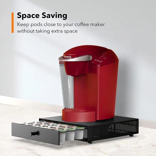 Vista 5 de Goldlion Soporte para tazas K, bandeja deslizante, organizador de cápsulas de café, organizador de cápsulas de café rodantes, organizador de tazas