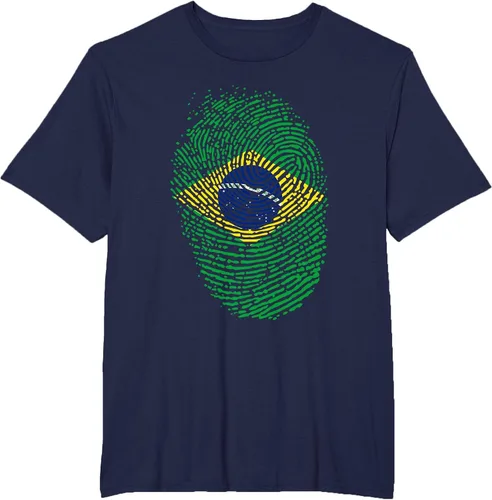 Vista 25 de Camiseta patriótica de la bandera brasileña con huella dactilar Asphalt Grey