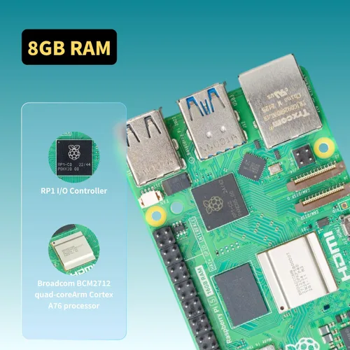 Vista 3 de iRasptek Kit de inicio para Raspberry Pi 5 RAM 8GB-64GB Edición de OS-Bookworm precargado (caja de aluminio)