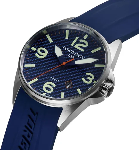 Vista 2 de Torgoen T10 - Reloj Pilot de carbono para hombre, cuarzo suizo, cristal de zafiro con correa de silicona