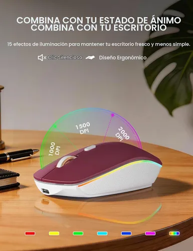Vista 6 de Wireless Keyboard and Mouse Combo, RGB Backlit, Wirst Rest, Rechargeable