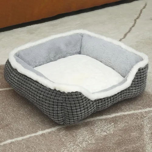 Vista 8 de Cama cuadrada de lujo para gatos y perros, suave, lavable, con parte inferior antideslizante y resistente al agua, perfecta para perros pequeños