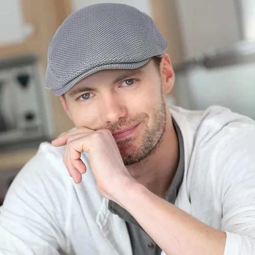 Vista 3 de Geyoga 6 Pieces Men's Mesh Flat Cap Breathable Summer Newsboy Hat Cabbie Flat Cap