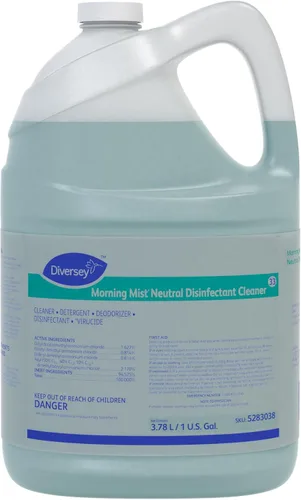 Vista 2 de Diversey 5283038 Limpiador desinfectante neutro de niebla matutina, limpiador multisuperficie pH neutro, concentrado líquido, aroma fresco, 1 galón