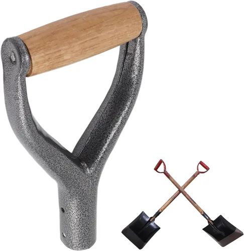 Vista 6 de Diydeg Mango de pala D-Grip, mango de pala reutilizable de 1.22 pulgadas, metal y madera, plata, pala de trasplante, herramienta de jardín