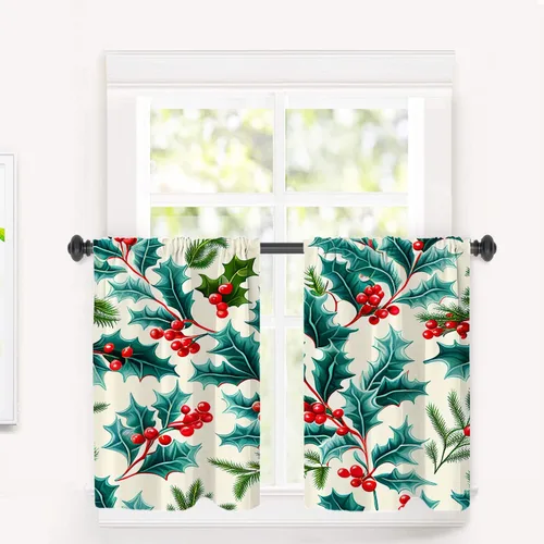 Vista 40 de Cortinas opacas de cocina con pintura al óleo de Europa rosa y negra para ventanas, cenefas opacas modernas de torre Eiffel de poliéster multicapa