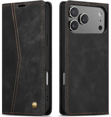 Vista 29 de QLTYPRI Para iPhone Air Case Wallet Con Tarjetero, Vintage PU Cuero Kickstand Cierre Magnético A Prueba De Golpes Folio Libro Funda Para IPhone 17