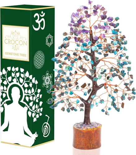 Vista 11 de Árbol de la vida de 7 chakras, árbol de la vida de cristal, árbol de piedras preciosas hecho a mano, árbol de Feng Shui, decoración de cristal