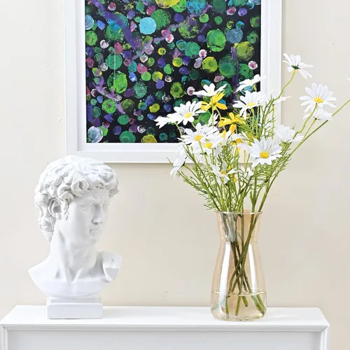 Vista 5 de Jarrones de vidrio para flores, 8 pulgadas de alto, modernos jarrones de cristal transparente iridiscente para centros de mesa, decoración