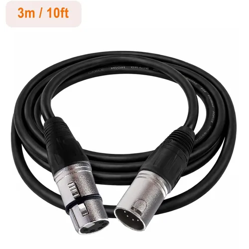 Vista 2 de Conector XLR de 5 pines, cable de micrófono XLR, conexiones equilibradas macho a hembra para micrófono e interfaz de audio (9.8 ft/10 pies)