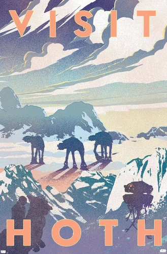 Vista 9 de Trends International Star Wars: Hoth - Póster de pared Visit Hoth, 14.725 x 22.375 pulgadas, versión enmarcada de madera de granero