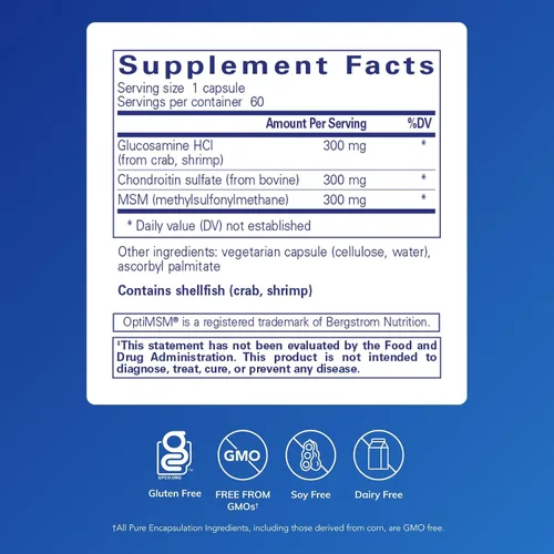 Vista 2 de Pure Encapsulations Glucosamina condroitina con MSM - Apoya la salud de las articulaciones y la formación normal del cartílago* - Mantiene