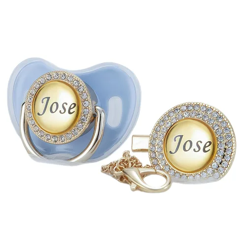 Vista 13 de Juego de Chupete y Clip con Nombre Personalizado Brillante – Chupete Personalizado para Baby Shower, Recuerdo de Recién Nacido para Fotos (Negro)