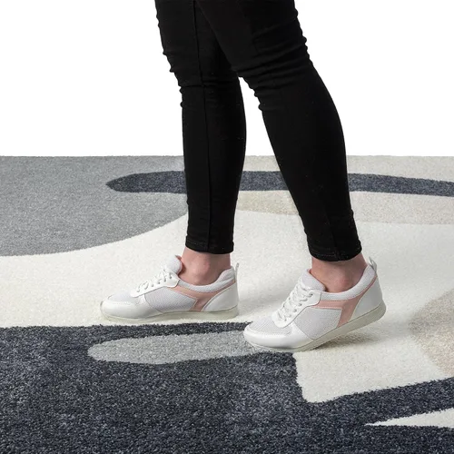 Vista 9 de Abani Nuevo Collection - Alfombra de área, diseño artístico moderno marfil/gris, 4 x 6 pies, fácil de limpiar, duradera para niños y mascotas,