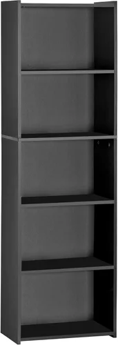 Vista 4 de Nouva Librero/estantería de 5 estantes - Moderno estuche de madera para libros, CD, películas, dormitorio y sala de estar, color negro